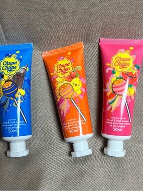 Chupa Chups Hand & Nail Cream Trio - Blue, Orange, Pink